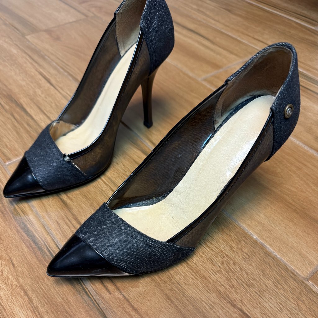 Diesel Women's Windo Ekkys Denim Jean Black High Heel Pumps Size 7.5 (38)-Good